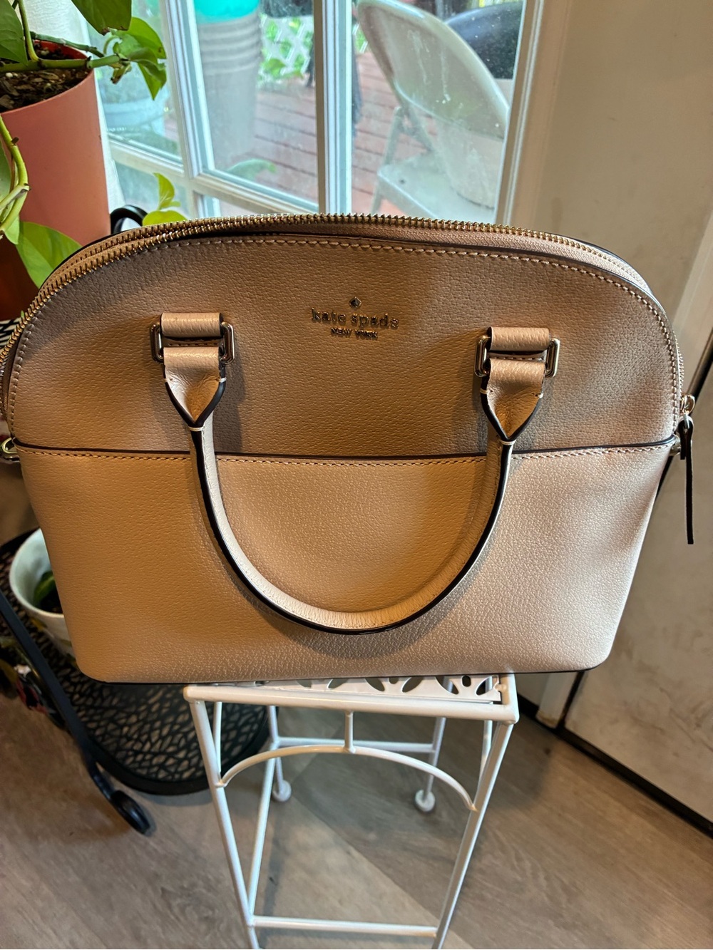 kate spade Two-Tone Pebble Dome Satchel in Beige and Taupe